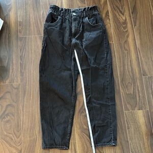 Zara Charcoal/Black Elastic Paperbag Waist Jeans
